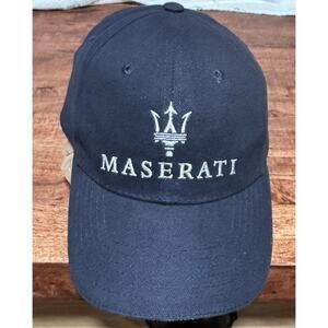 Maserati Official Embroidered Logo Trident Car Auto Cap Hat Adjustable Navy Blue